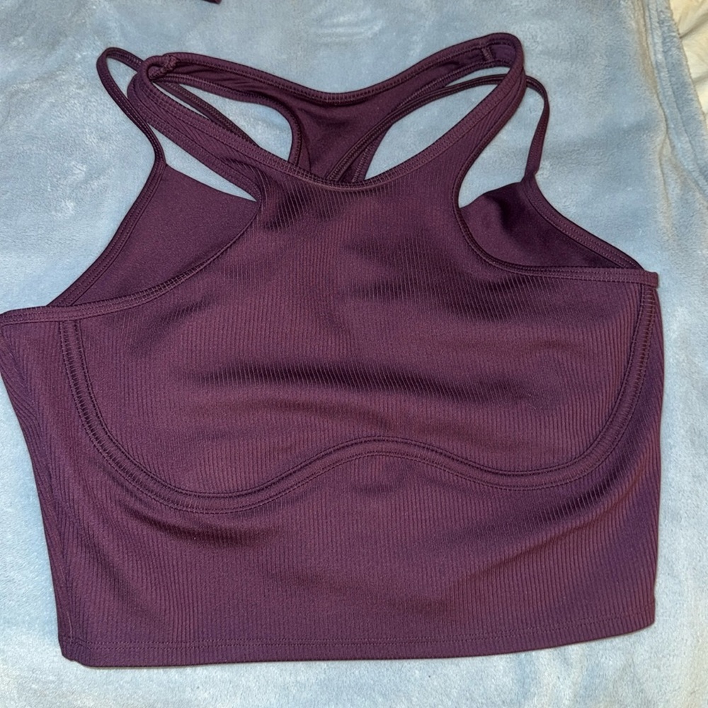 Alo Ribbed Airlift Enchanted Bra Tank size M. Worn once. IN DARK PLUM